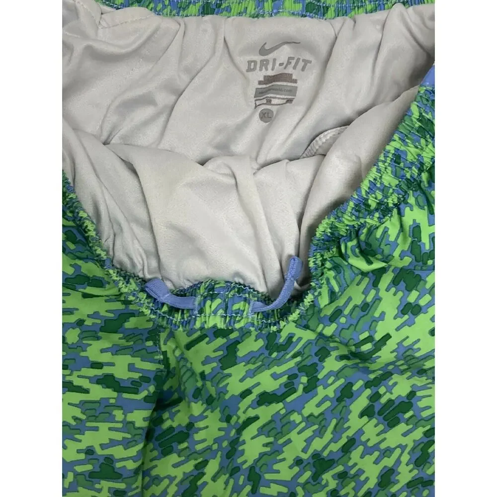 Nike Girls Dri Fit Tempo Running Shorts Size XL Green Blue